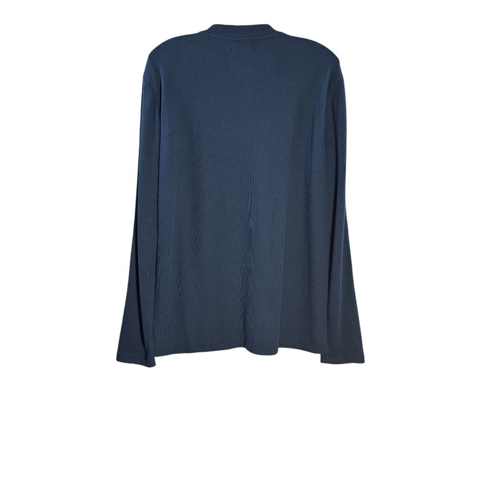 St. Johns Bay Mens L Blue Henley Shirt 60% Cotton 40% Recycled Polyester - Picture 2 of 8